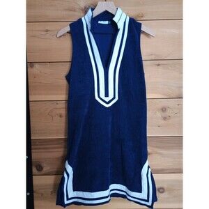 CABANA LIFE Essentials Navy Sleeveless Terry Tunic Dress Swim Coverup Size Small